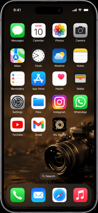 Studio App Mobile Home Screen View