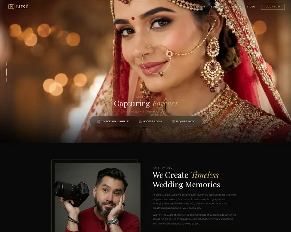 Royal Wedding photography portfolio homepage design