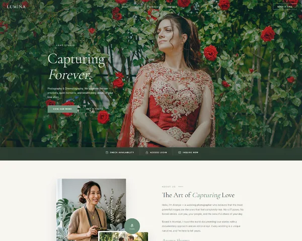 Editorial Wedding photography portfolio homepage design