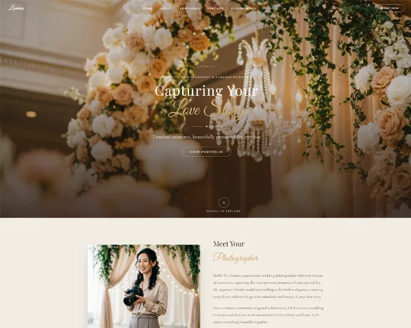 Premium Wedding Studio photography portfolio homepage design